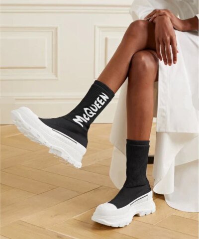 Alexander Mcqueen Graffiti Knit Tread Slick Boot