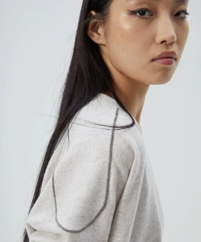 Brunello Cucinelli Cashmere Cardigan With Shiny Shoulder Embroidery