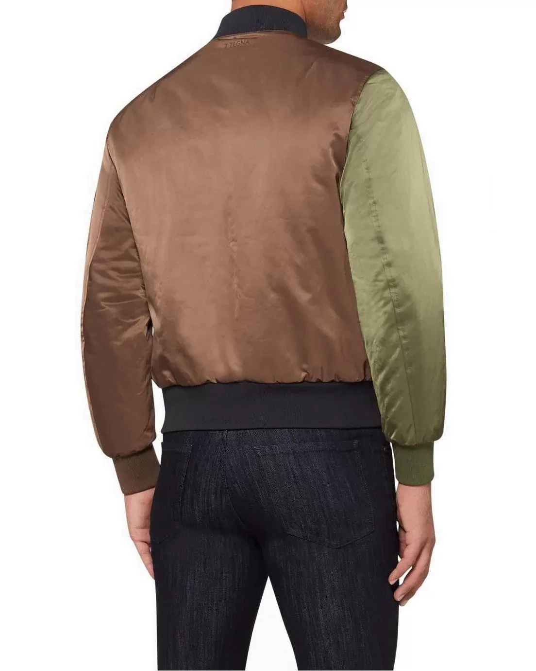 Z Zegna Satin Baseball Collar Bomber Jacket