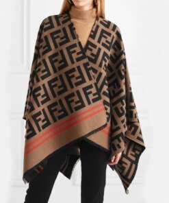 Fendi FF PONCHO Multicolor Wool And Silk Poncho