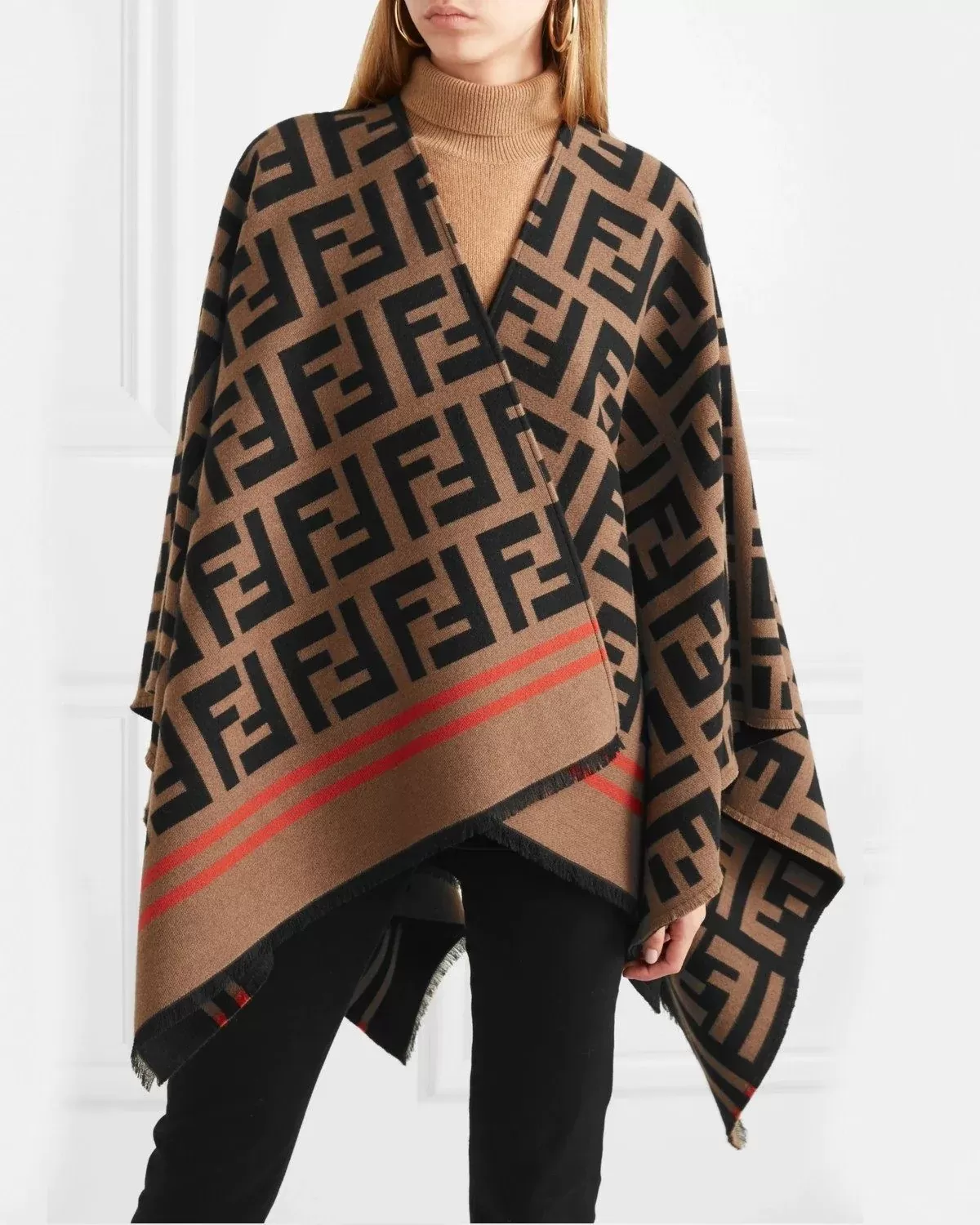 Fendi FF PONCHO Multicolor Wool And Silk Poncho