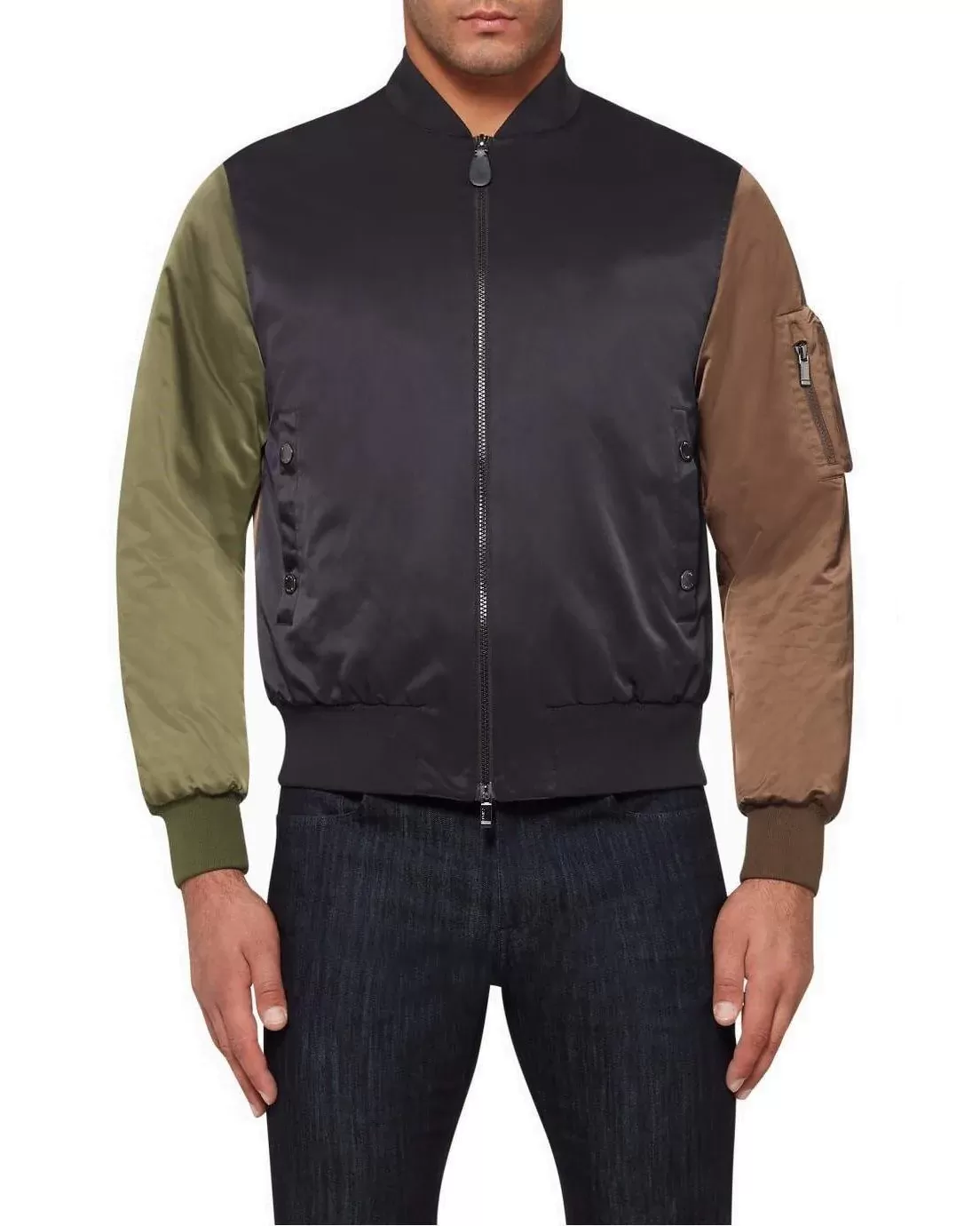 Z Zegna Satin Baseball Collar Bomber Jacket