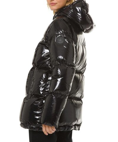 MICHAEL Michael Kors Hooded & Quilted Cire Down Jacket In Black