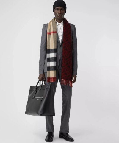 Burberry Reversible Check and Monogram Cashmere Scarf