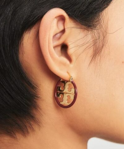 Tory Burch Miller Enamel Small Hoop Earring, Enamel