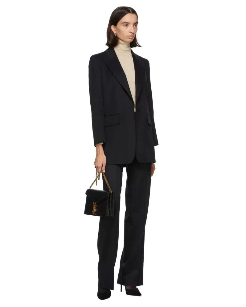 Max Mara Eva One-Button Front Peak-Lapel Wool Jacket