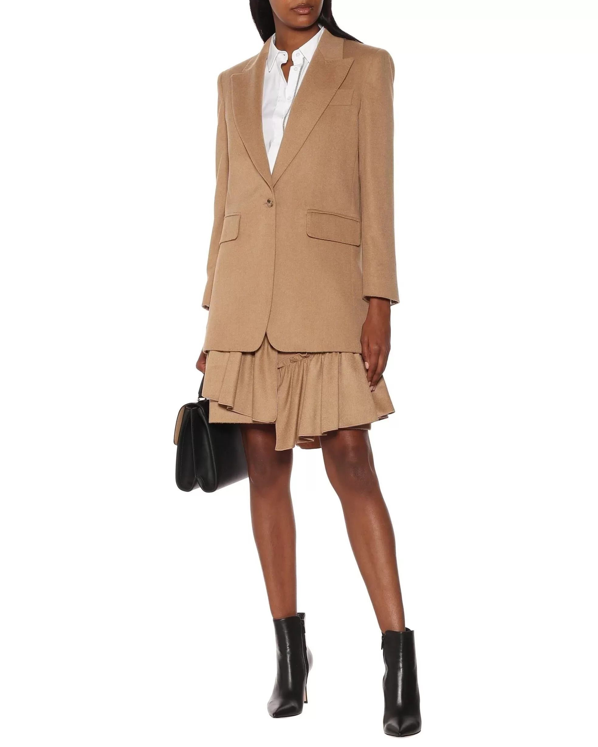 Max Mara Eva One-Button Front Peak-Lapel Wool Jacket