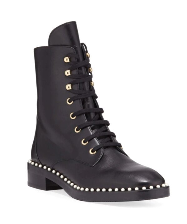 Stuart Weitzman Sondra Faux Pearl Combat Boots