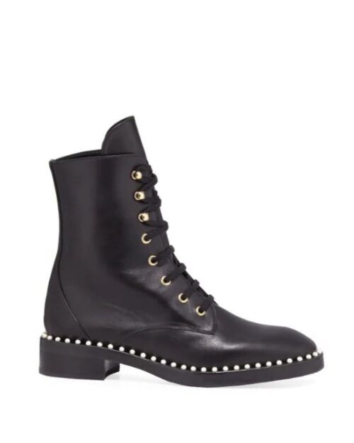 Stuart Weitzman Sondra Faux Pearl Combat Boots