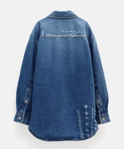 Loewe Printed Oversize Denim Overshirt In Cotton