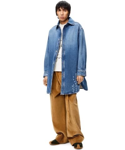 Loewe Printed Oversize Denim Overshirt In Cotton