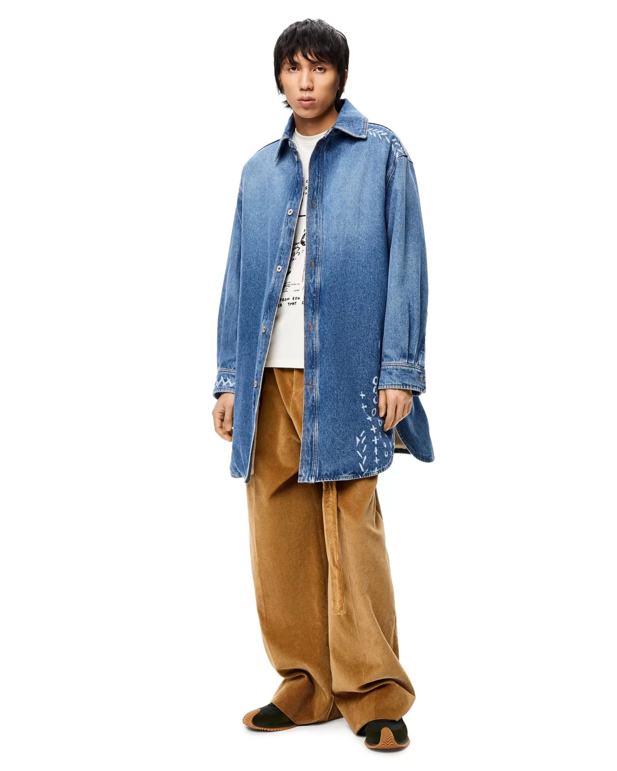 Loewe Printed Oversize Denim Overshirt In Cotton