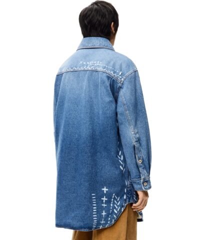 Loewe Printed Oversize Denim Overshirt In Cotton