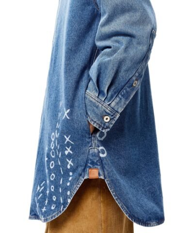 Loewe Printed Oversize Denim Overshirt In Cotton