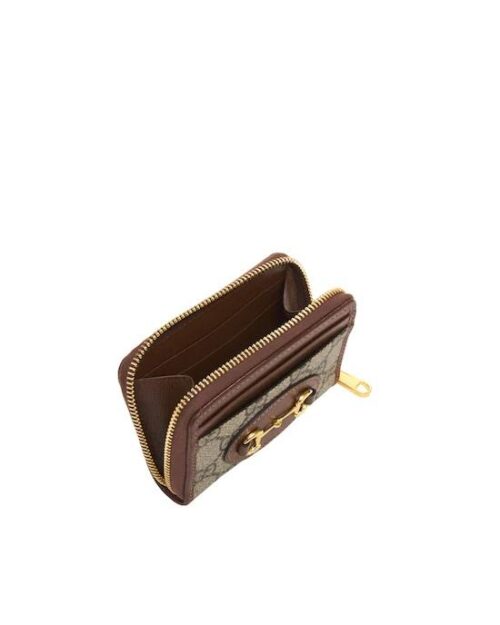 Gucci Brown Monogram Horsebit 1955 Card Case