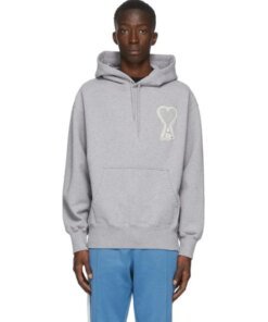 AMI Men's Grey De Coeur Hoodie