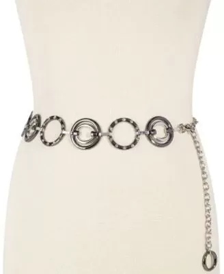 Style Co. Circle Stone Chain Belt Black LXL - Fashionbarn shop