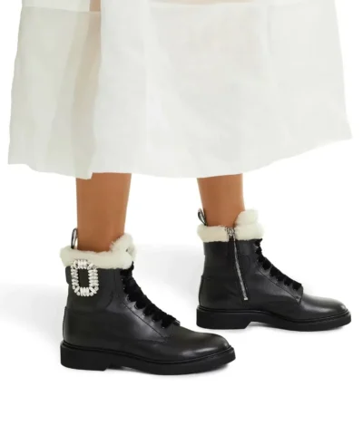 Roger Vivier Viv' Rangers Fur Ankle Boots