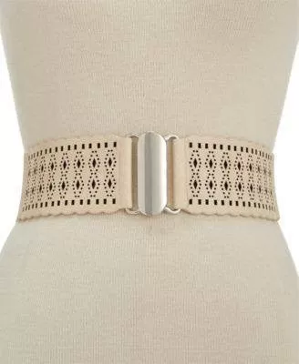 Style Co. Wide Perf Stretch Belt Natural ML - Fashionbarn shop