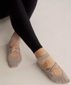 Oysho 2 Pairs Of Cotton Yoga And Pilates Socks, Grey