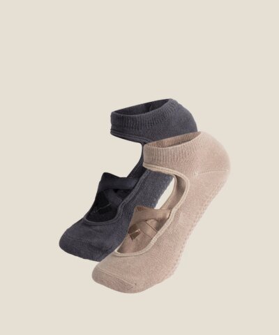 Oysho 2 Pairs Of Cotton Yoga And Pilates Socks, Grey