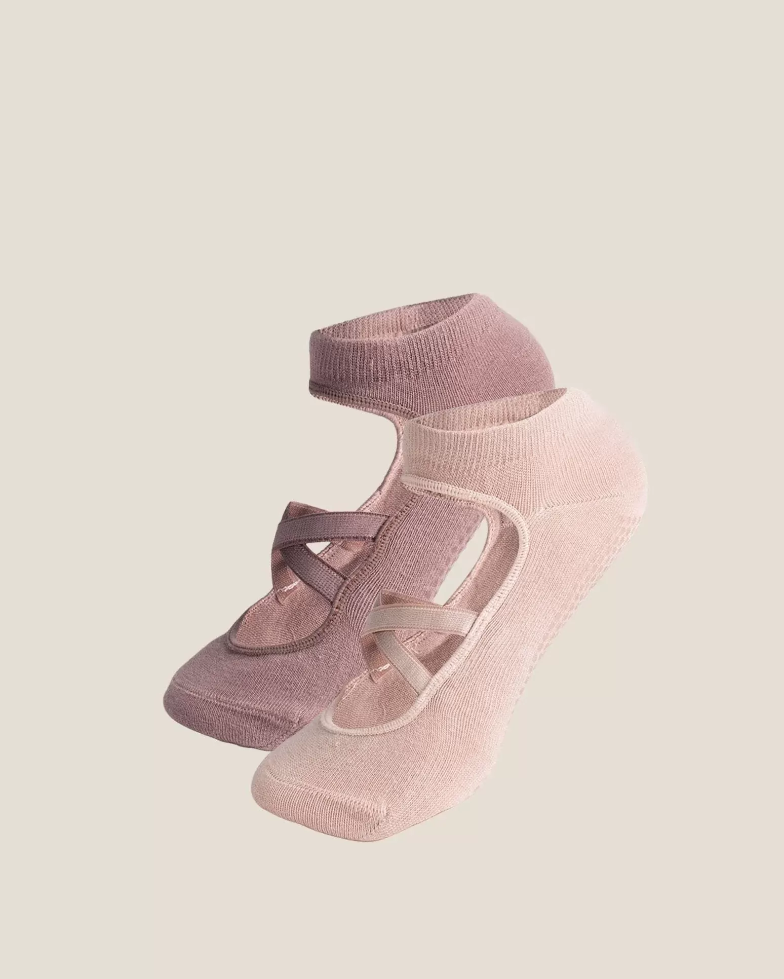 Oysho 2 Pairs Of Cotton Yoga And Pilates Socks, Mavue