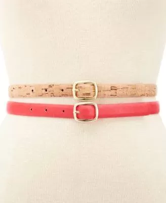 Style Co. 2 for 1 Reversible Belts CoralNatural L - Fashionbarn shop