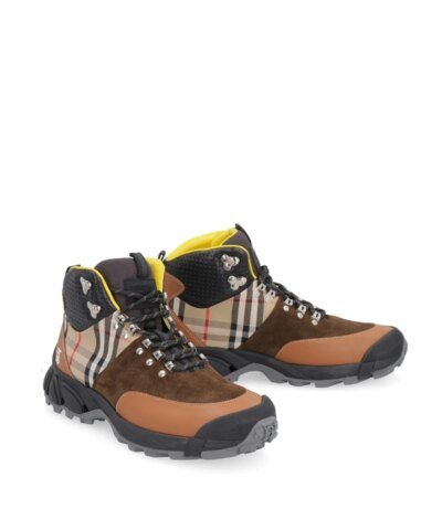 Burberry Men's Vintage Check/Leather Hiking Boots