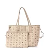 MCM Reversible Liz Medium Shopper in Visetos In Beige