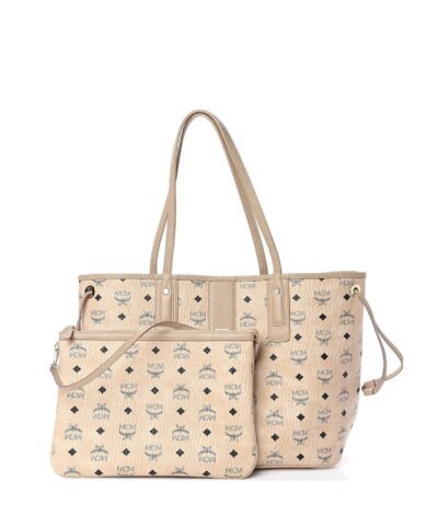 MCM Reversible Liz Medium Shopper in Visetos In Beige