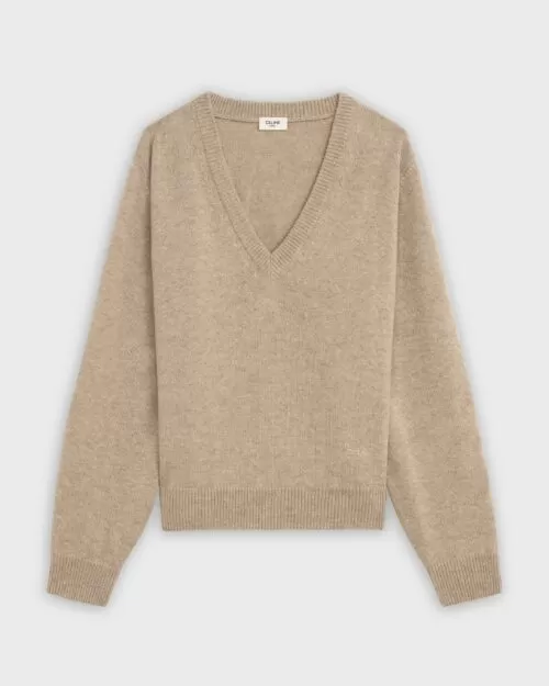 Celine V-Neck Sweater Sulky Iconic In Cashmere Straw