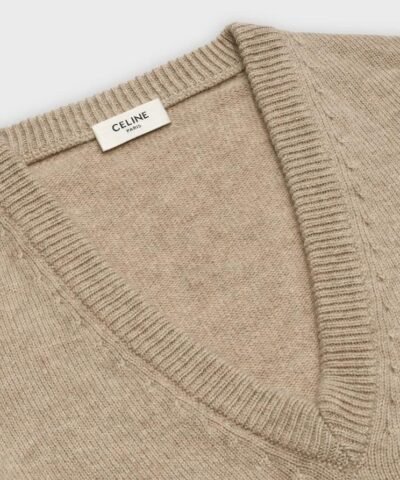 Celine V-Neck Sweater Sulky Iconic In Cashmere Straw