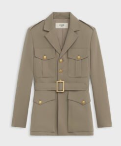 Celine Military Jacket In Diagonal Wool