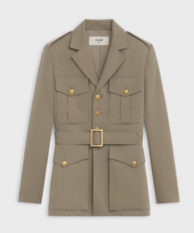 Celine Military Jacket In Diagonal Wool