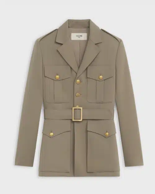 Celine Military Jacket In Diagonal Wool