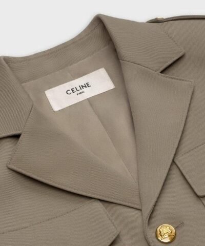 Celine Military Jacket In Diagonal Wool