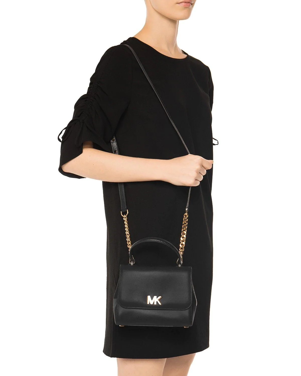 Michael Kors Mott Medium Leather Satchel Convertible Crossbody Bag