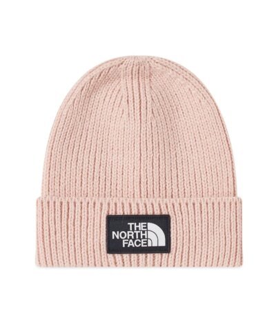 The North Face Logo Box Cuffed Beanie In Pink