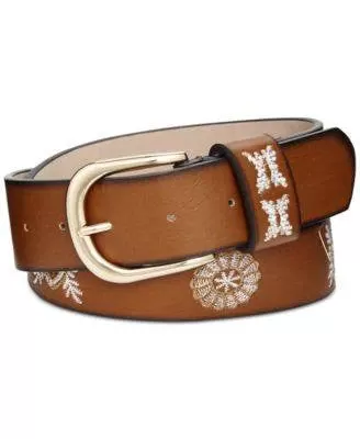 Style Co. Embroidered Jean Belt Cognac L - Fashionbarn shop