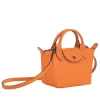 Longchamp Le Pliage Orange Leather Bag With Strap
