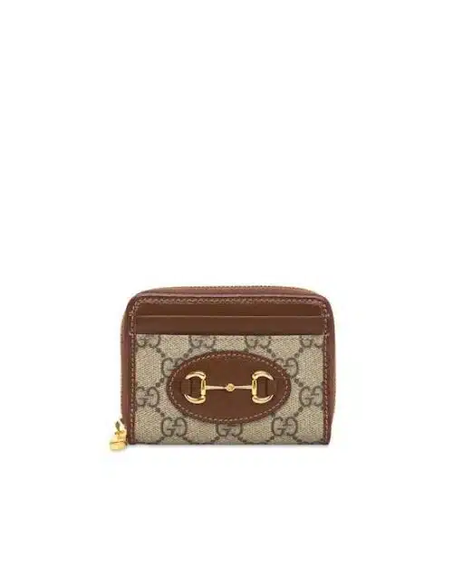 Gucci Brown Monogram Horsebit 1955 Card Case