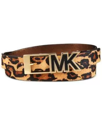 Michael Kors Women's Haircalf Leopard Print Belt