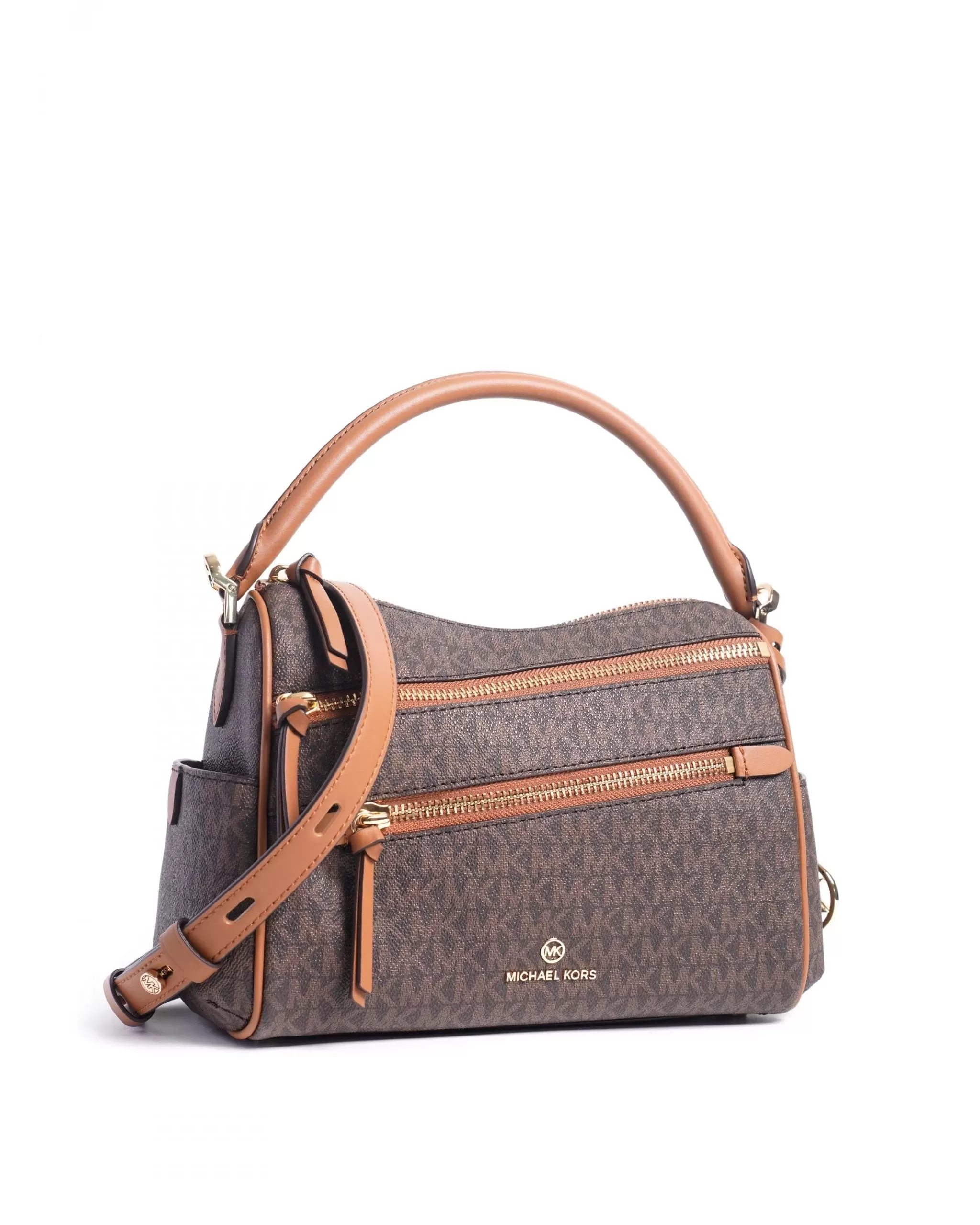 Michael Kors Lorimer Medium Logo Satchel In Brown