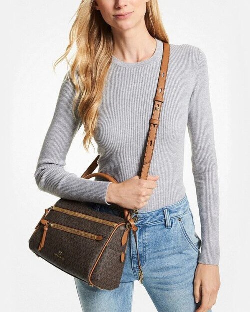 Michael Kors Lorimer Medium Logo Satchel In Brown