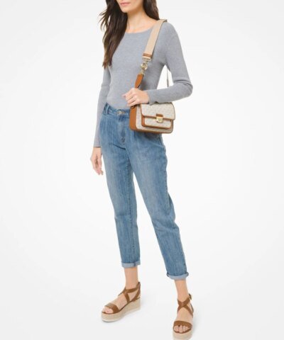 Michael Kors Bradshaw Medium Logo and Leather Messenger