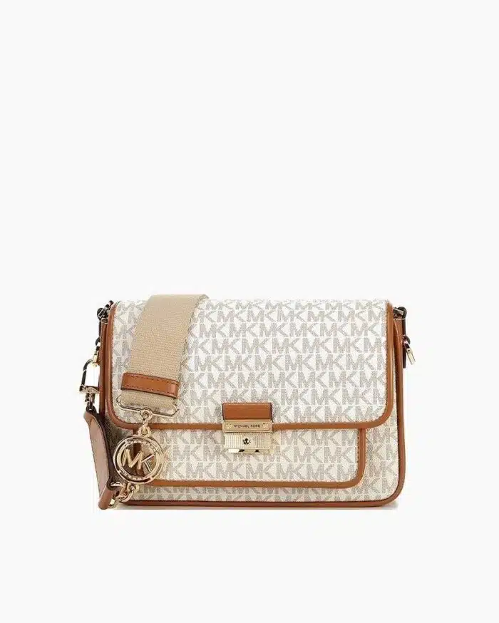 Michael Kors Bradshaw Medium Logo and Leather Messenger