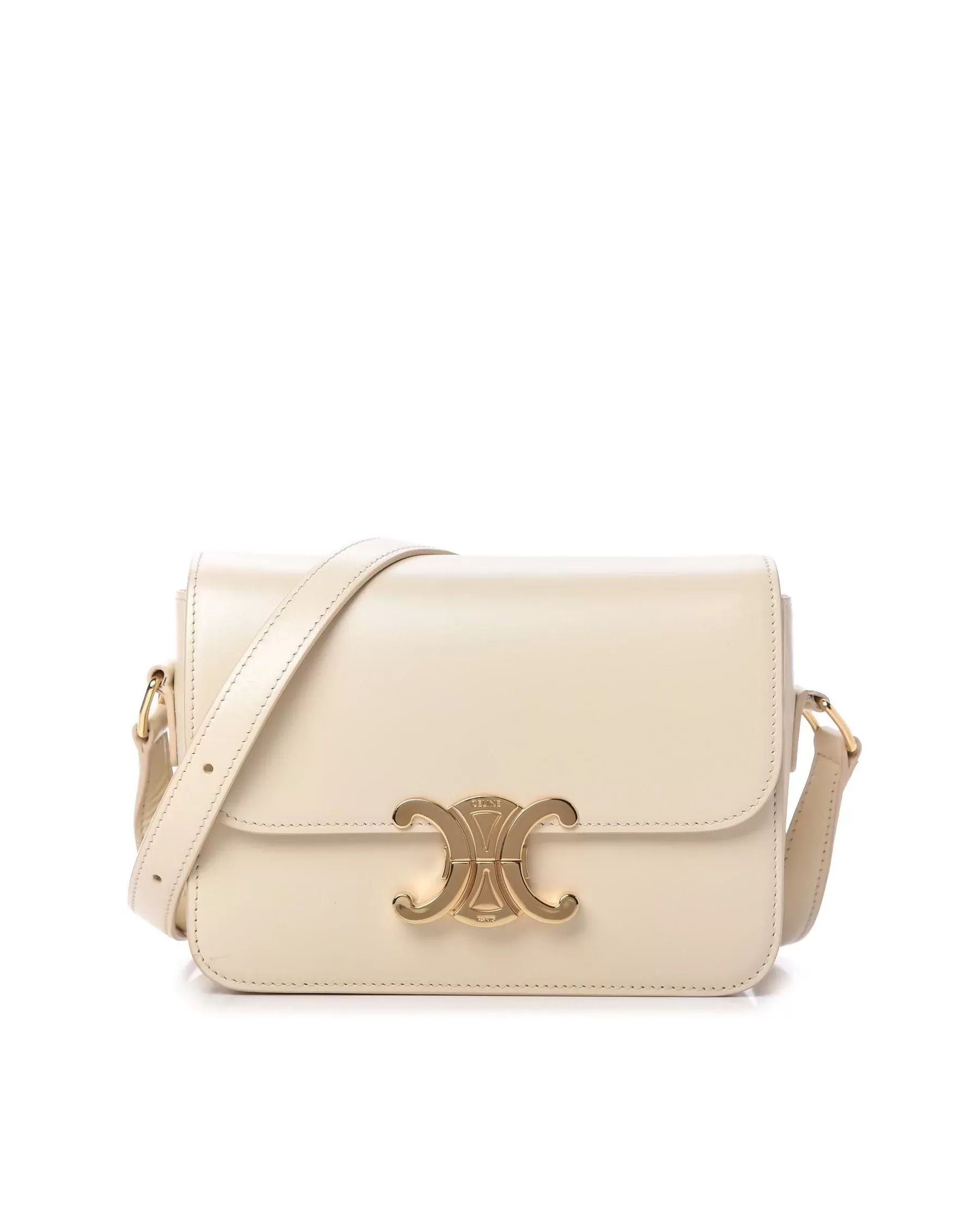 Celine Medium Triomphe Bag In Natural Shiny Calfskin