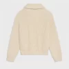 Celine Open-Collar Sweater In Seamless Cashmere Cream