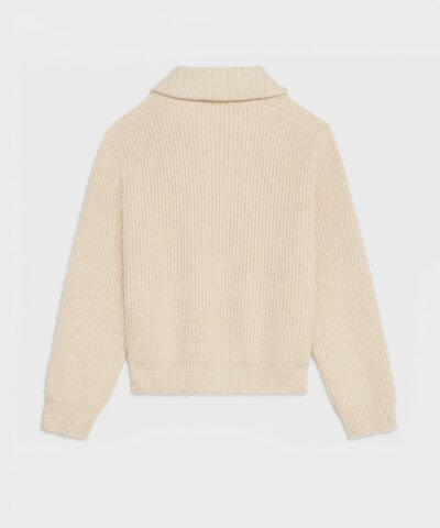 Celine Open-Collar Sweater In Seamless Cashmere Cream