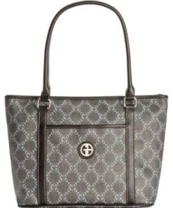 Giani Bernini Handbag Check Signature Tote BrownKhaki - Fashionbarn shop